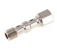 Boulon banjo à 2 voies en laiton nickelé avec filetage mâle et femelle G3/8'' L53.8mm