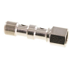 Boulon banjo à 2 voies en laiton nickelé avec filetage mâle et femelle G3/8'' L53.8mm