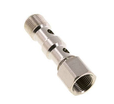 Boulon banjo à 2 voies en laiton nickelé avec filetage mâle et femelle G3/8'' L53.8mm