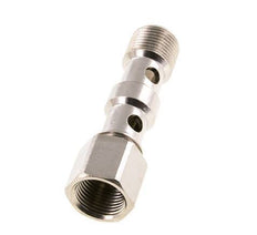 Boulon banjo à 2 voies en laiton nickelé avec filetage mâle et femelle G3/8'' L53.8mm