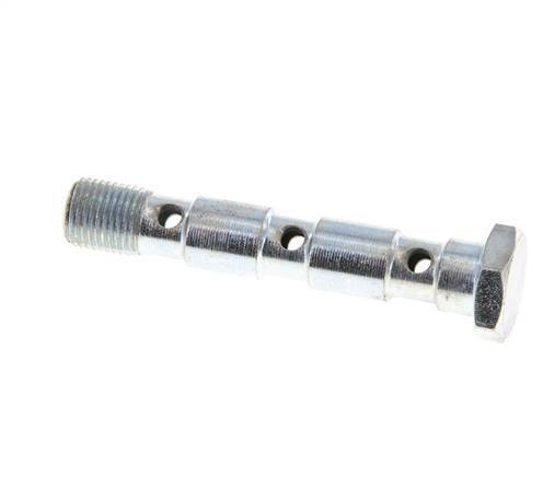 3-way zinc plated Steel Banjo Bolt with G1/8'' Male Threads L55mm [2 Pieces]