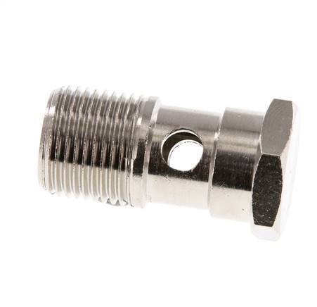 Boulon banjo 1 voie en laiton nickelé avec filetage mâle G3/8'' L32mm [2 pièces]
