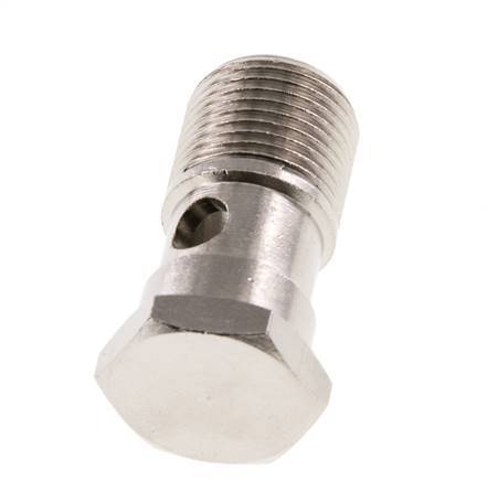 Boulon banjo 1 voie en laiton nickelé avec filetage mâle G3/8'' L32mm [2 pièces]