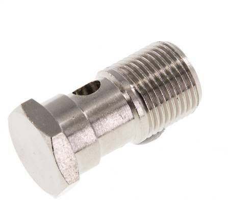 Boulon banjo 1 voie en laiton nickelé avec filetage mâle G3/8'' L32mm [2 pièces]