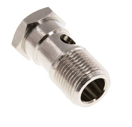 Boulon banjo 1 voie en laiton nickelé avec filetage mâle G3/8'' L32mm [2 pièces]