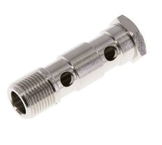 Boulon banjo en laiton nickelé à 2 voies avec filetage mâle G3/8'' L53.5mm