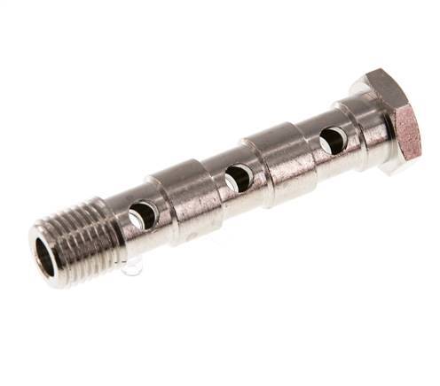 Boulon Banjo 3 voies en laiton nickelé avec filetage mâle G1/4'' L67mm [2 Pièces]