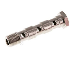Boulon Banjo 3 voies en laiton nickelé avec filetage mâle G1/4'' L67mm [2 Pièces]