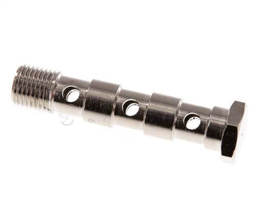 Boulon Banjo 3 voies en laiton nickelé avec filetage mâle G1/4'' L67mm [2 Pièces]
