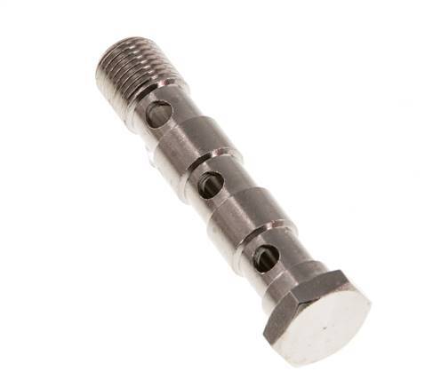 Boulon Banjo 3 voies en laiton nickelé avec filetage mâle G1/4'' L67mm [2 Pièces]