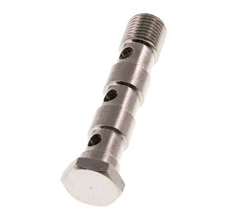 Boulon Banjo 3 voies en laiton nickelé avec filetage mâle G1/4'' L67mm [2 Pièces]