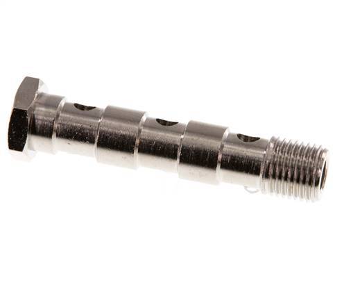 Boulon Banjo 3 voies en laiton nickelé avec filetage mâle G1/4'' L67mm [2 Pièces]