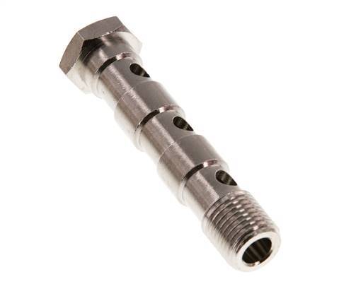 Boulon Banjo 3 voies en laiton nickelé avec filetage mâle G1/4'' L67mm [2 Pièces]
