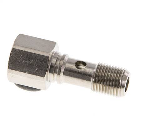 Boulon Banjo 1 voie en laiton nickelé avec filets mâle et femelle G1/8'' L24mm [2 Pièces]