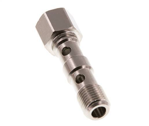 Boulon Banjo 2 voies en laiton nickelé avec filets mâle et femelle G1/4'' L46.7mm [2 Pièces]