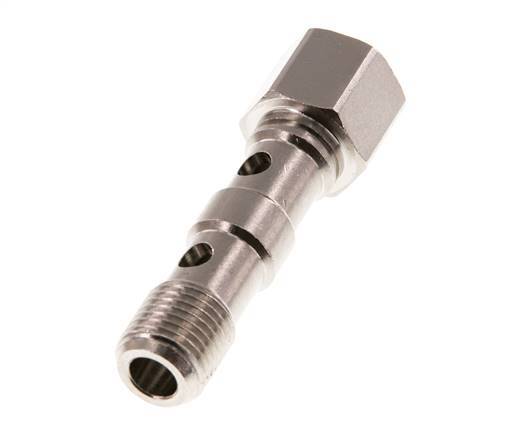 Boulon Banjo 2 voies en laiton nickelé avec filets mâle et femelle G1/4'' L46.7mm [2 Pièces]