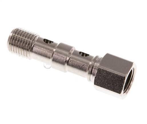 Boulon Banjo 2 voies en laiton nickelé avec filets mâle et femelle G1/4'' L46.7mm [2 Pièces]