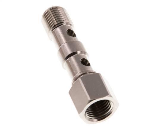 Boulon Banjo 2 voies en laiton nickelé avec filets mâle et femelle G1/4'' L46.7mm [2 Pièces]