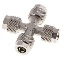 Raccord croisé 6x4 en laiton nickelé à emboîtement