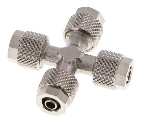 Raccord croisé 6x4 en laiton nickelé à emboîtement