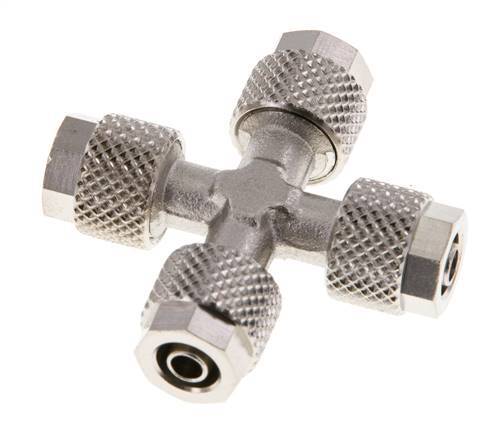 Raccord croisé 6x4 en laiton nickelé à emboîtement