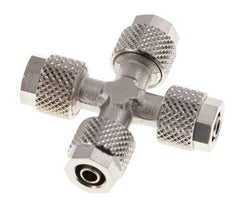 Raccord croisé 6x4 en laiton nickelé à emboîtement