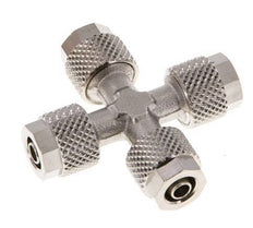 Raccord croisé 6x4 en laiton nickelé à emboîtement