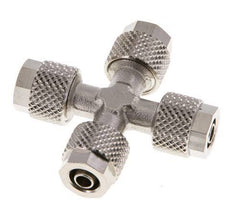 Raccord croisé 6x4 en laiton nickelé à emboîtement