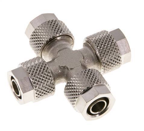 Raccord croisé 8x6 en laiton nickelé à emboîtement