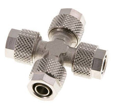 Raccord croisé 8x6 en laiton nickelé à emboîtement