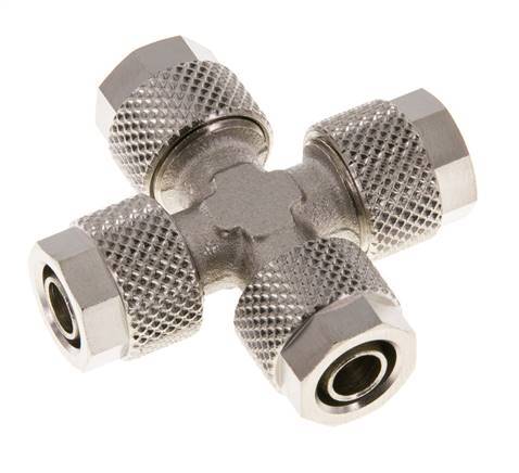 Raccord croisé 8x6 en laiton nickelé à emboîtement