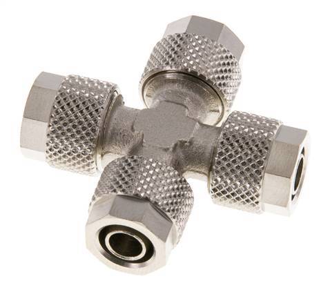 Raccord croisé 8x6 en laiton nickelé à emboîtement