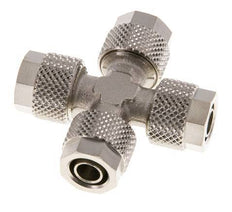 Raccord croisé 8x6 en laiton nickelé à emboîtement