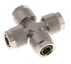 Raccord croisé 10x8 à poussoir en laiton nickelé