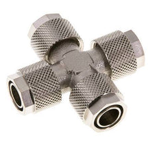 Raccord en croix 12x10 en laiton nickelé à emboîtement