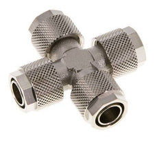 Raccord en croix 12x10 en laiton nickelé à emboîtement