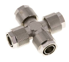 Raccord en croix 12x10 en laiton nickelé à emboîtement