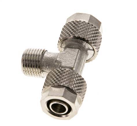 8x6 & R1/8'' Raccord en T à emboîter en laiton nickele avec filetage mâle [2 Pièces]