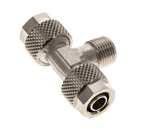 8x6 & R1/8'' Raccord en T à emboîter en laiton nickele avec filetage mâle [2 Pièces]