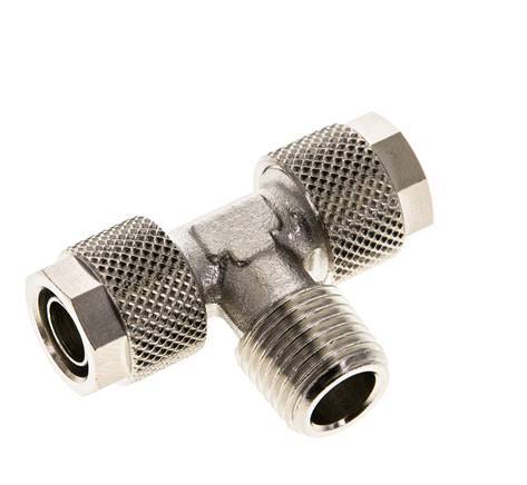 10x8 & R1/4'' Raccord en T à emboîtement en laiton nickele avec filetage mâle [2 Pièces]