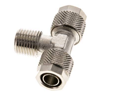 10x8 & R1/4'' Raccord en T à emboîtement en laiton nickele avec filetage mâle [2 Pièces]