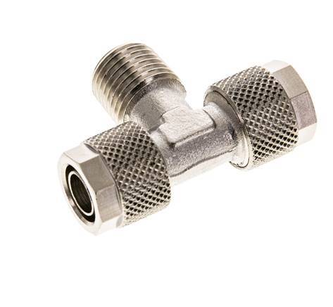 10x8 & R1/4'' Raccord en T à emboîtement en laiton nickele avec filetage mâle [2 Pièces]