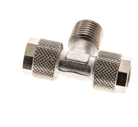 10x8 & R1/4'' Raccord en T à emboîtement en laiton nickele avec filetage mâle [2 Pièces]