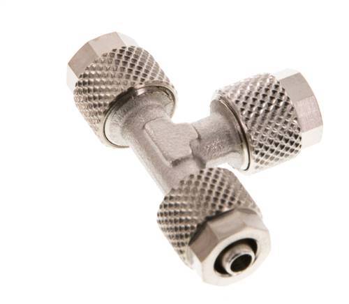 6x4 Raccord en T en laiton nickelé [2 pièces]