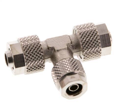 8x6 & 6x4 Raccord en T en laiton nickelé [2 pièces]