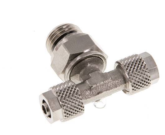 6x4 & G1/4'' Raccord en T en laiton nickele avec filetage mâle rotatif [2 Pièces]