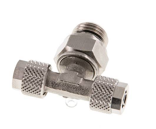 6x4 & G1/4'' Raccord en T en laiton nickele avec filetage mâle rotatif [2 Pièces]