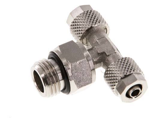6x4 & G1/4'' Raccord en T en laiton nickele avec filetage mâle rotatif [2 Pièces]