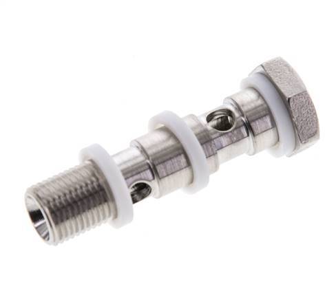 Boulon Banjo 2 voies en acier inoxydable avec filetage mâle G1/8'' PTFE L40mm