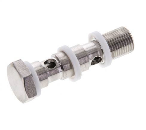 Boulon Banjo 2 voies en acier inoxydable avec filetage mâle G1/8'' PTFE L40mm